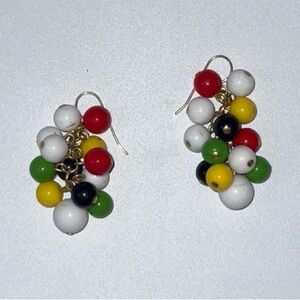 Retro Cha Cha Style Bead Earrings Gold Tone Shepherds Hook Findings